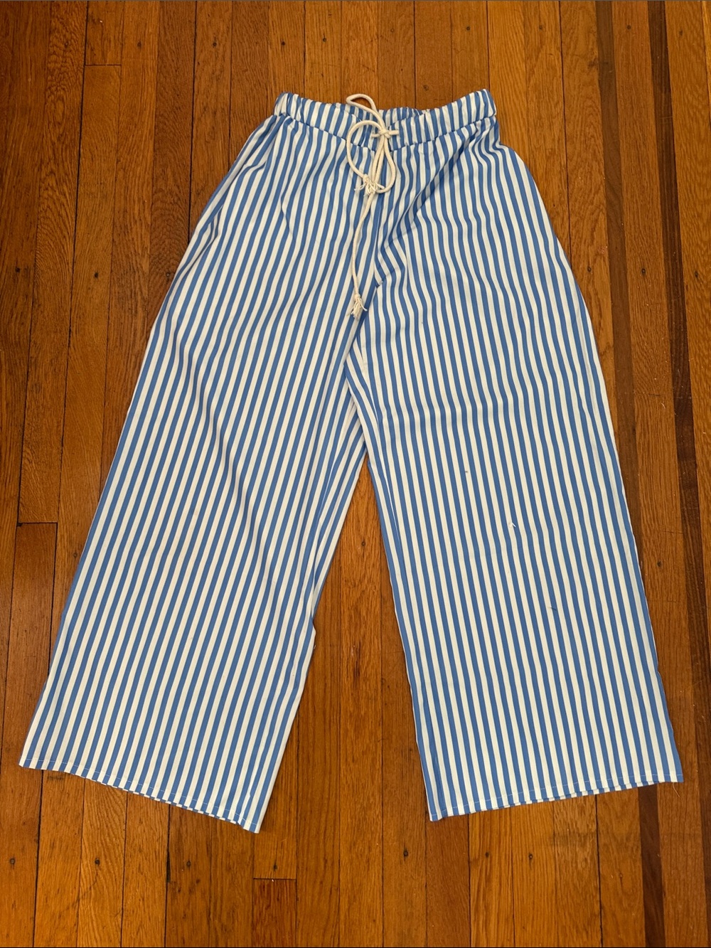 Women’s Blue & White Striped Drawstring Pants